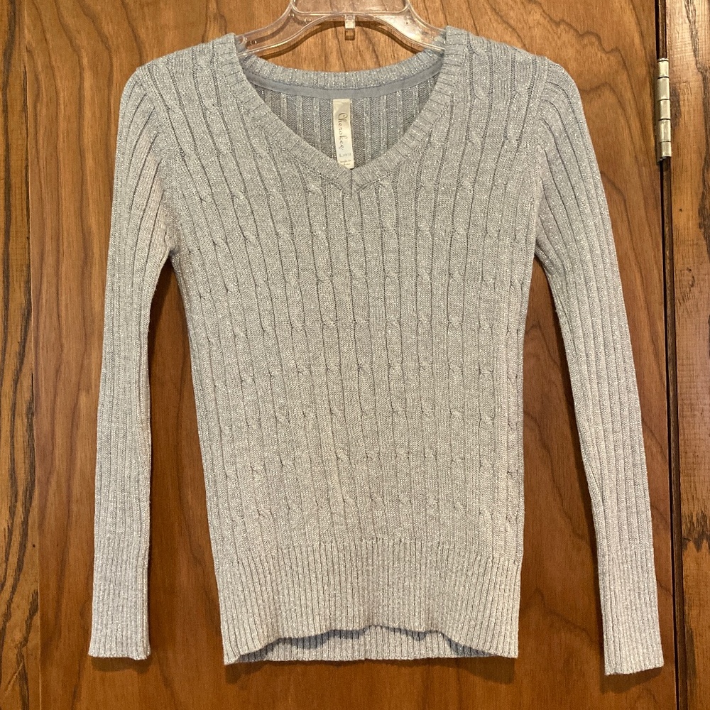 Girls Long Sleeve Grey Sparkle Sweater